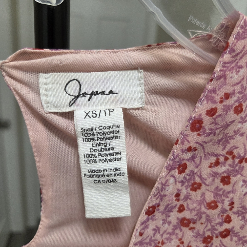 Japna Pink Floral Mini Dress Long Sleeve Ruffle Tiered Boho Cottagecore Romantic - Picture 6 of 7